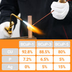 15pcs Brazing Rods AWS BCuP-5 15% Silver Solder Phos Copper Brazing Alloy Flat Welding Rods 0.050"x1/8"x10" for HVAC, Refrigeration, and Industrial Applications