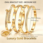 Camhanno Gold Bangle Bracelets for Women, 18K Gold Plated Stainless Steel Stackable Bangles, Non-Tarnish Trendy Jewelry, Ideal Gift for Birthday Anniversary
