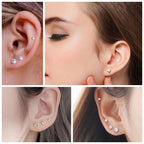 Titanium Surgical Stainless Steel CZ Stud Earrings for Women Men Silver