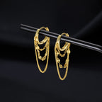 Reffeer Solid 925 Sterling Silver Chain Drop Earrings Hoop for Women Teen Girls Hoop Earrings Tassel Chain Huggie Dangle Earrings (B-18K Gold Plated)