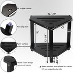 IBosins Corner Shower Stool with Storage Shelf Shower Foot Rest for Shaving Legs Small Bench for Inside Shower to Sit on Bath Seat - Acacia Wood, Black