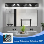 IZORRO LED Modern Bathroom Lights Fixtures(6-Light,Dimmable,360°Rotate),Matte Black Acrylic Wall Lighting,Vanity Lights for Bathroom Over Mirror - 6000k 36In （No Assembly Required）