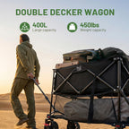 TIMBER RIDGE 400L Folding Double Decker Wagon with Brakes, 54" Extra Long