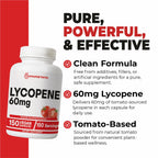 Immortal Herbs Lycopene Supplement for Men 60mg, 120 Capsules, Natural Tomato Extract Powder, 4 Month Supply, 100% Veg Lycopene Complex, Non-GMO and Gluten Free Carotenoid Supplement