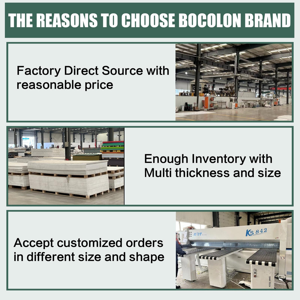Bocolon High Density Polyethylene Sheets HDPE Plastic Sheet Board for DIY, Heavy Duty Industry, 1/8" Thick,Size 10"x 12", White Color