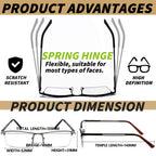 JJWELL 3 Pack Mens Reading Glasses Blue Light Blocking, Metal Rectangle Semi Rimless Readers for Men, Anti Eyestrain/Computer Glare/UV, Half Frame Spring Hinge Eyeglasses with Pouches(3.25)