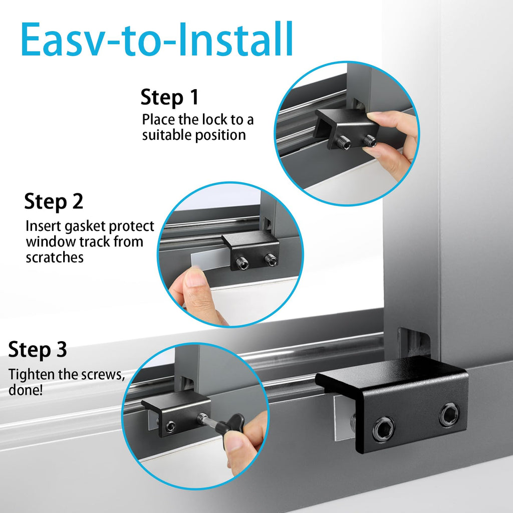 ZRFCXE Window Locks,8 Pack Sliding Window Locks with Key for Vertical & Horizontal Sliding Windows Doors,Easv to Install,Adjustable Security Window Lock for Patio Bedroom Home and Office (Black)