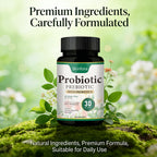 Probiotic Supplement for Skin & Gut Support, Daily Wellness Formula, Non-GMO, Vegan, 60 Capsules
