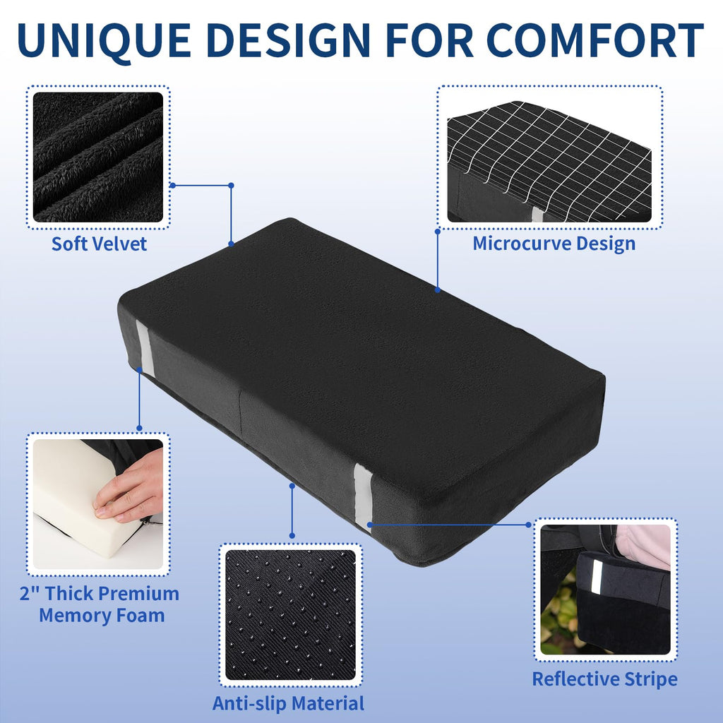 HuCPAPxi Knee Scooter Pad Cover with 2'' Removable Highly Resilient Comfort Memory Foam Cushion - Knee Walker Accessory for Roller - Universal Fit Most Models