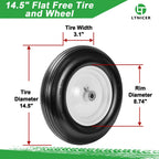 LTNICER (2-Pack) Fits 4.80/4.00-8, 3.50/2.50-8, 4.00-6, 4.00-8 Wheelbarrow Wheels,14.5" Wheelbarrow Flat Free Tire, with 3/4" & 5/8" Bearing,3" Hub for Garden Cart Trolley Wagon Lawn Mower