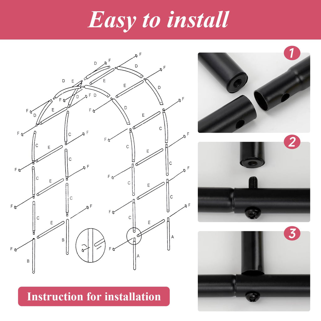 Thickened Tube Garden Arch Trellis - Metal Garden Arbor for Climbing Plants