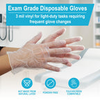 AMMEX Vinyl Gloves Disposable Latex Free 4 mil Clear Medium Case of 1000