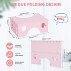 7inches Foldable Toilet Stool (Pink), Ergonomic Squatting Aid with Non-Slip Feet for Improved Bowel Movement, A Good Helper to Effective Relief of Constipation, Easy to Storage Toilet Squat Stool