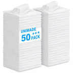 UNIMADE Shop Towel Rags, 50 Pack Reusable Shop Rags Bulk Microfiber Cleaning Cloth Lint Free Cleaning Towels for Car Kitchen Automotive Bar Mechanic Restaurant Garage, 11.5"x 11.5", White