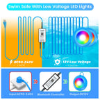 LyLmLe LED Pool Lights 50W Double Lights for Giant Pools, 12V APP Control Underwater Light with Magnet & Timer, 2000lm, IP68 Waterproof Submersible Light for Aboveground and Inground Pools