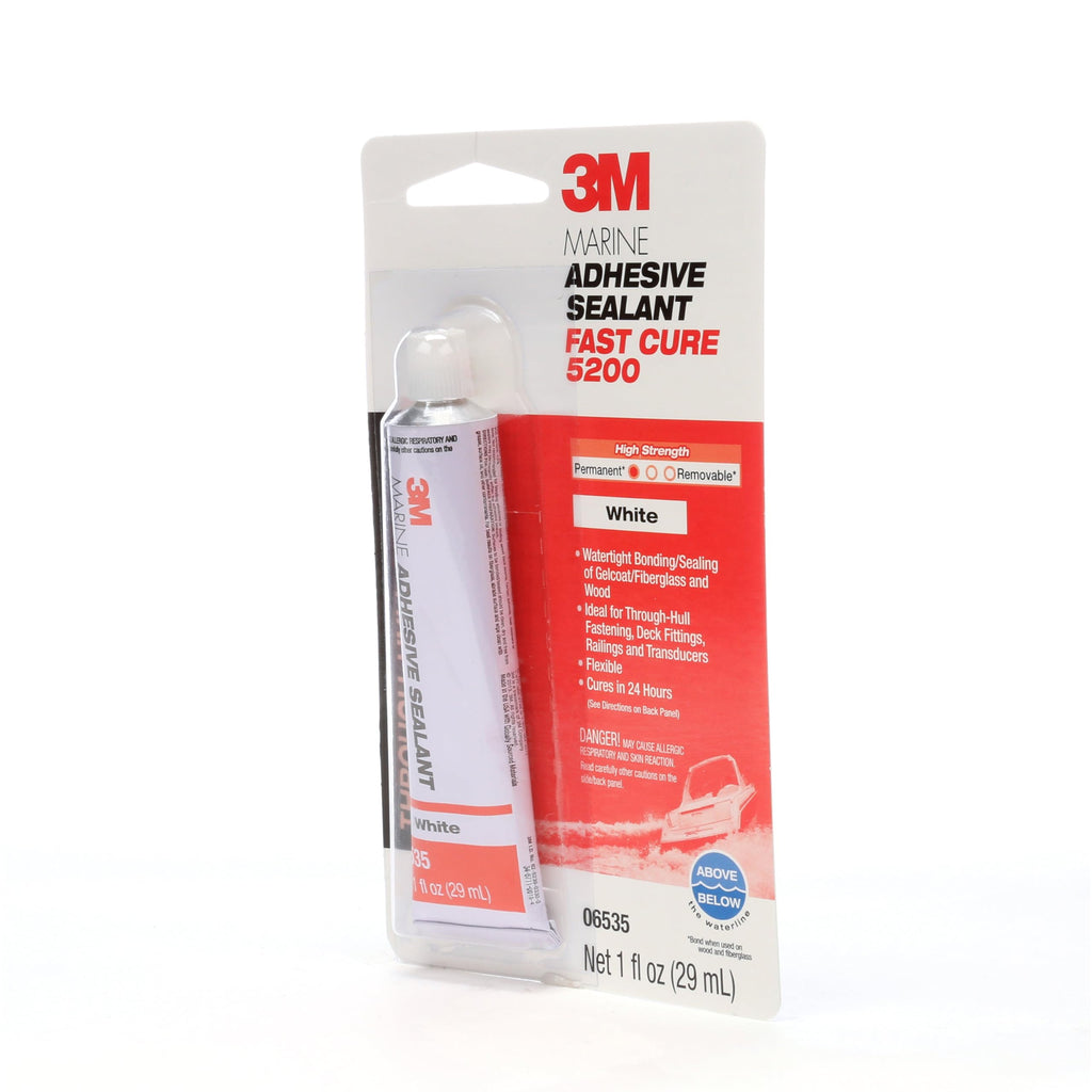 3M Marine Adhesive Sealant 5200FC, Fast Cure, White, 1 oz Tube