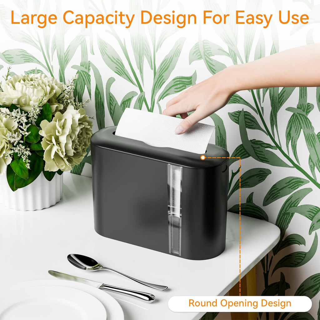 Yieach Touchless Paper Towel Dispenser for Countertop,Home,Bathroom and Kitchen,Black Commercial Multifold Paper Towel Dispenser for Z-fold,Folded,Trifold,Napkin,C fold,Tri Fold Hand Towels Holder