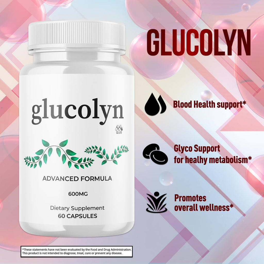 Glucolyn Capsules, Official Glucolyn Pills with All Natural Ingredients, Advanced Glucolyn Overall Health and Wellness Vitamin Support Supplement with Max Strength Multivitamins Support (60 Capsules)