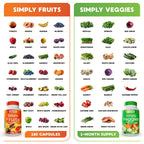 Simply Nature's Pledge - Packed with Over 40 Different Fruits & Vegetables - Made with Whole Food Superfoods - with High Beta Carotene – 100% Soy Free - 90 Count (Pack of 2)