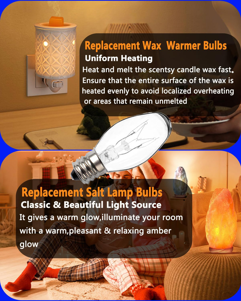Snnalosses Wax Warmer Bulbs - 15W C7 Replacement Bulbs for Scentsy Wax Melt Warmer, Himalayan Salt Lamps, Plug-in Diffusers - Warm White, Dimmable, 15 Packs
