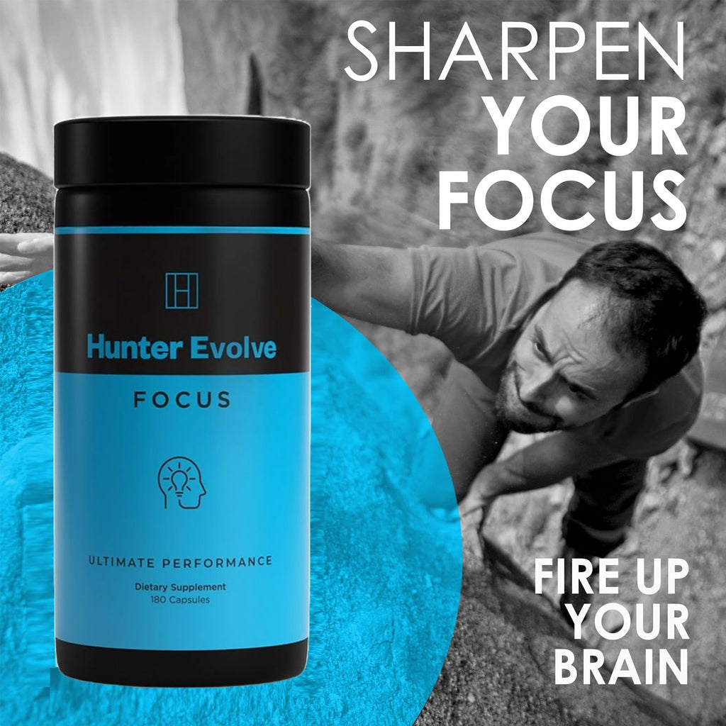 ROAR AMBITION Genuine Hunter Focus Premium Nootropic Brain Supplement for Memory and Focus - US Made with All Natural Ingredients Incl L-Theanine, Bacopa Monnieri & Lion's Mane