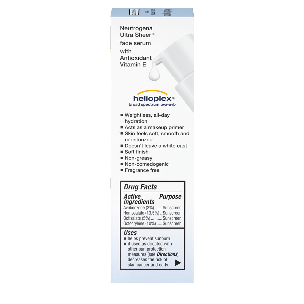 Neutrogena Ultra Sheer Face Sunscreen with Vitamin E & SPF 60, Sunscreen for Face with Broad Spectrum UVA/UVB Protection, Fragrance-Free, Oxybenzone-Free, Water-Resistant (80 minutes), 1.7 Fl Oz
