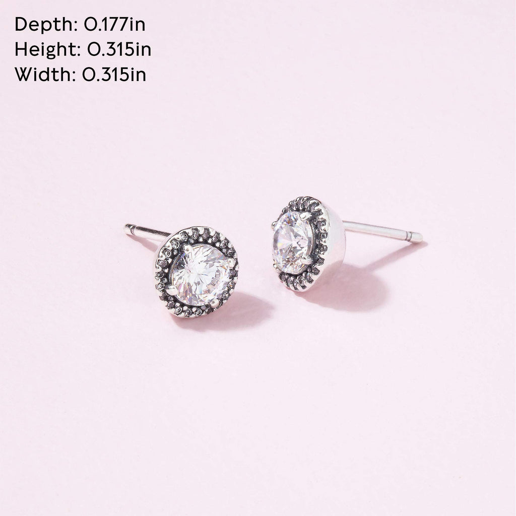 PANDORA Round Sparkle Stud Earrings - Classic Earrings for Women - Great Gift for Women - Made with Sterling Silver & Cubic Zirconia, With Gift Box