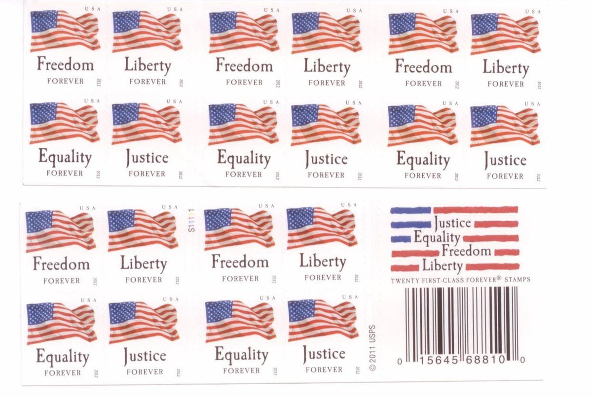 USPS Forever Stamps "Four Flags" Booklet of 20 Stamps