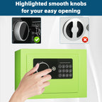 Digital Electronic Money Safe, Steel Security Lock Box with Keypad, Office Hotel Business Jewelry Gun Cash Safe, 0.23 Cubic Feet, 9.06" W x 6.69" D x 6.69" H（green）