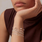 MBW Silver Bracelets for Women Trendy, Dainty 14K Silver Plated Cuban Link Chain Pearl Bracelet Silver Stackable Bracelet Stack Waterproof Tiny Cute Bracelet Set Layering Bracelet Minimalist Jewelry