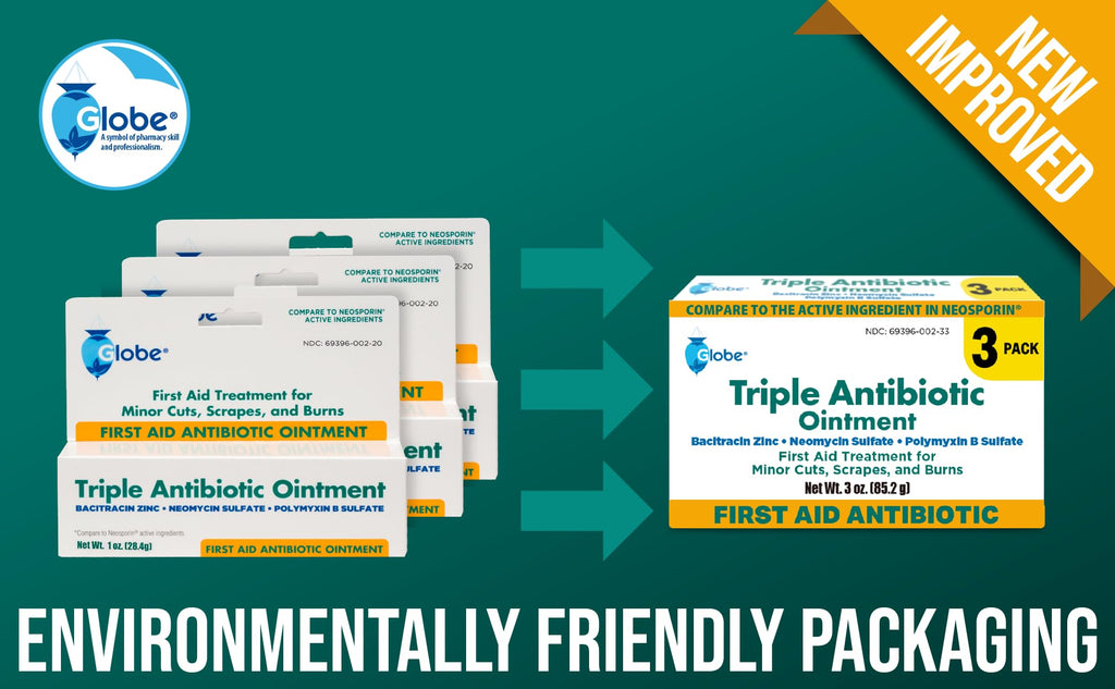 Globe Triple Antibiotic Ointment, First Aid Supply, 3 Pack, 1 oz Tubes