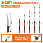 SISUPASSIE 20FT Reach Pole Saw for Tree Trimming, Telescoping Tree Pruner Extendable with 3-12FT Extension Pole, Manual Saw for Garden, Patios, Yard