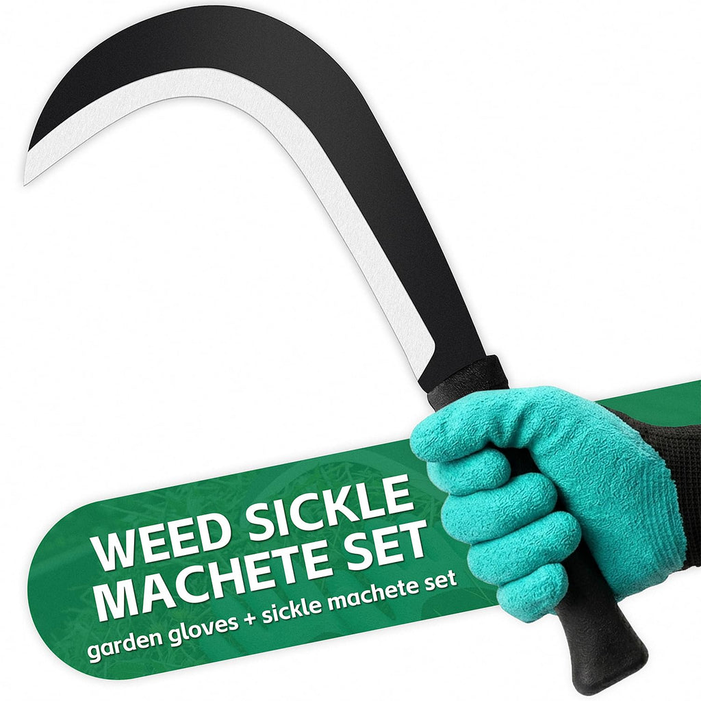 LOZHGO Machete Sickle Garden Tool Brush Clearing Machetes with Carbon Steel - Weeding Sickle Machete for Yard Work,Camping,Gardening