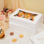Moretoes 30pcs Auto-Popup Cookie Boxes, 12x8x2.5 Inches Bakery Boxes with 3 Style Windows for Chocolate Covered Strawberries, Donuts, Pastries,Cake Pops