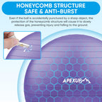 APEXUP Yoga Ball Exercise Ball, Anti Slip Stability Ball Chair, Heavy Duty Large Gym Ball for Fitness, Balance, Core Workout and Physical Therapy (S (15"~18") 45cm, Purple)