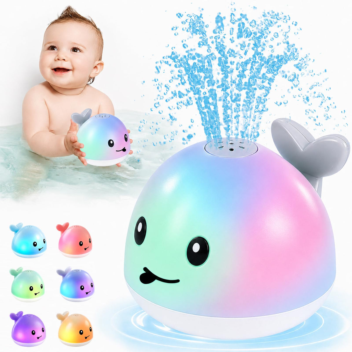 ANGGIKO Baby Bath Toys Light Up Pool Water Toy for Toddlers Babies 1-3 Gift