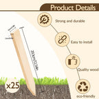 25 Pcs 12 Inch Wood Stakes, Sturdy Wooden Garden Stakes with Pointed Tip
