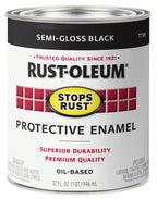 Rust-Oleum 7798502 Stops Rust Brush On Paint, Quart, Semi-Gloss Black
