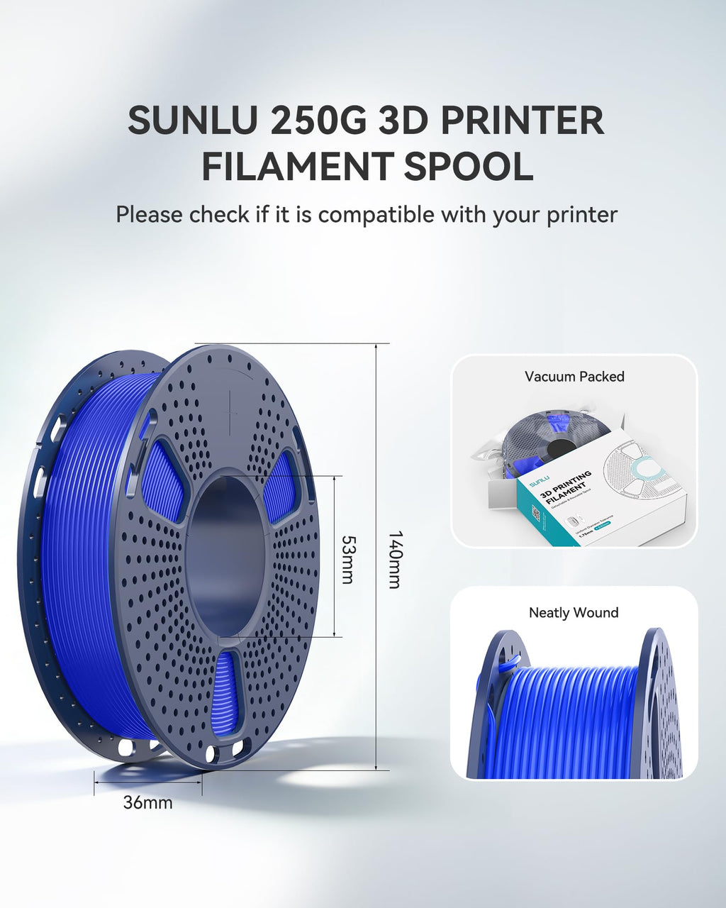 SUNLU 250g PLA Filament Bundle 1.75mm, Multicolor 3D Printer Filament