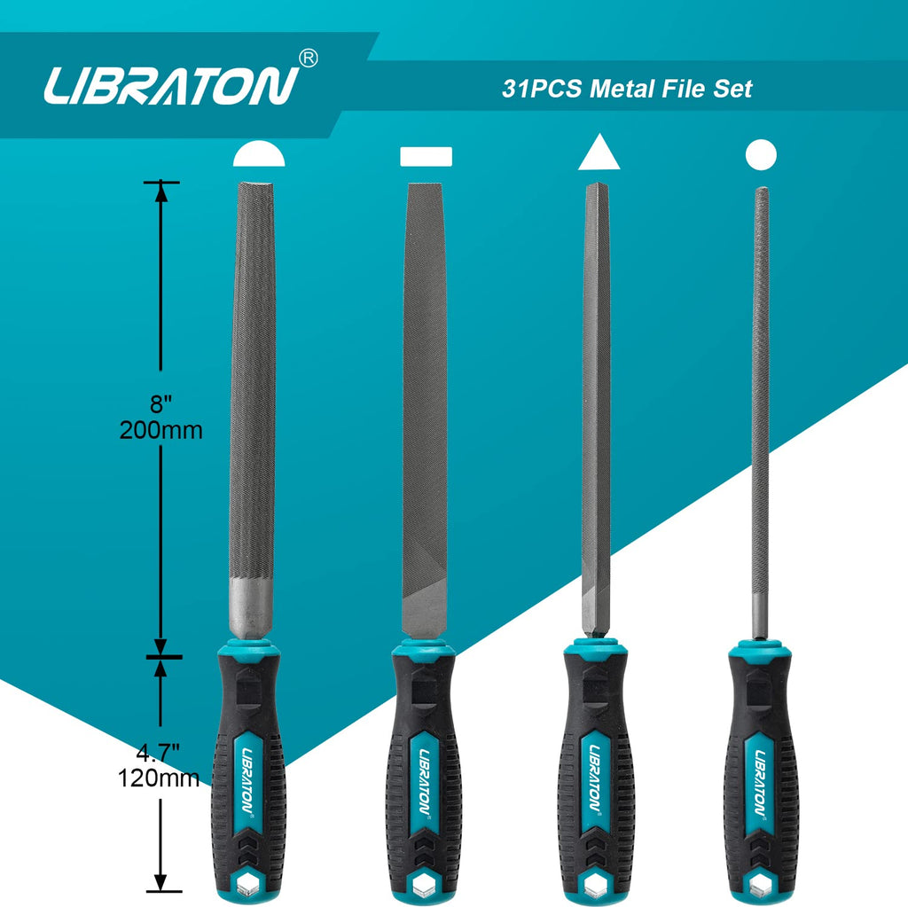 LIBRATON 31PCS Metal File Set, Metal Files, 12 Needle Files