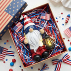 TERESA'S COLLECTIONS 4th of July Gnome Decorations with Solar Lantern, Memorial Day Decorations Resin Patriotic Garden Gnome Holding American Flag, USA 250th Anniversary Independence Day Gift 8"