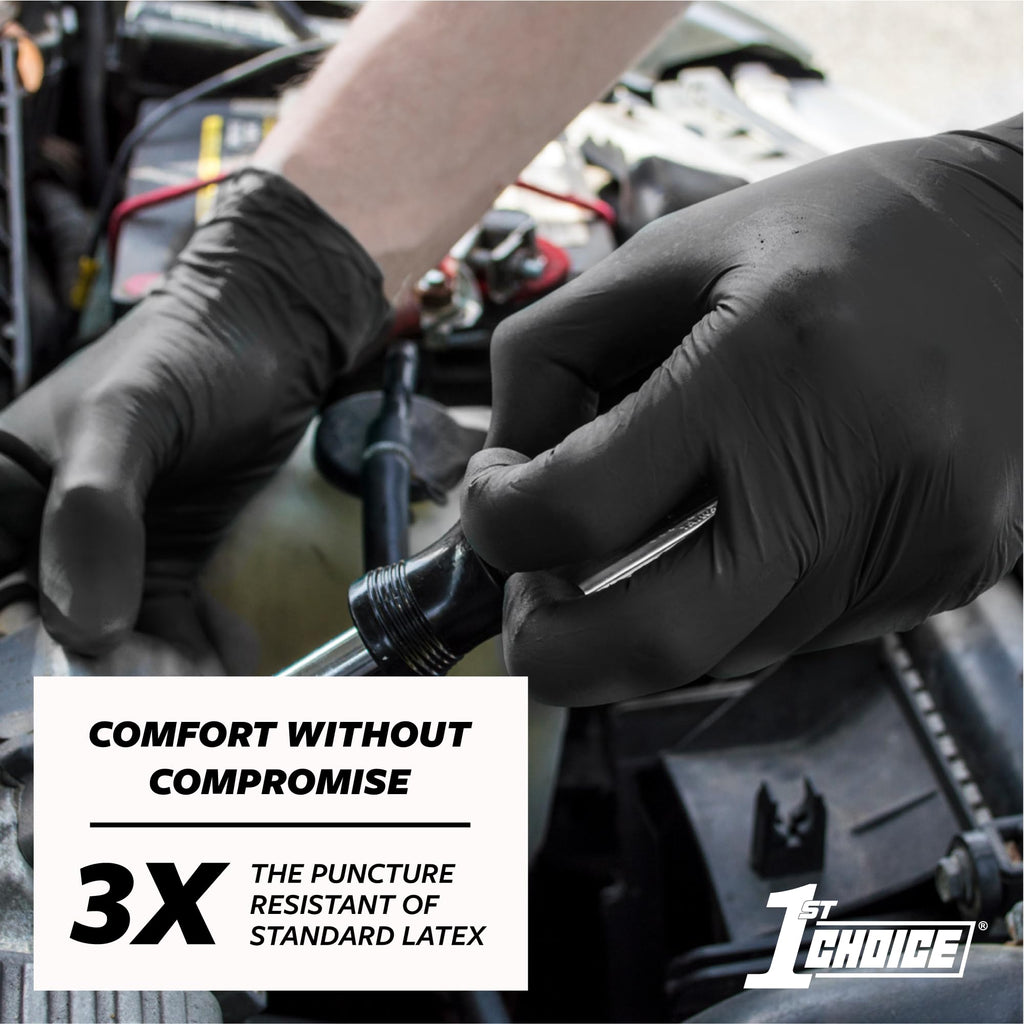 1st Choice Nitrile Gloves, Disposable, Latex-Free, Black, 6 Mil, for Mechanics, Cleaning, Automotive, Large, 2 Cases of 1000