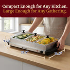Elite Gourmet EWM-6171 Triple 3 x 2.5 Qt. Trays, Buffet Server, Food Warmer Temperature Control, Clear Slotted Lids, Perfect for Parties, Entertaining & Holidays, 7.5 Qt Total, Stainless Steel