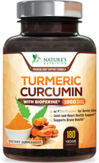 Turmeric Curcumin Supplement 95% Curcuminoids 1950mg with Organic Turmeric & BioPerine Black Pepper Extract for Best Absorption, Natural Vegan Joint Support, Non-GMO, Bottled in USA - 180 Capsules