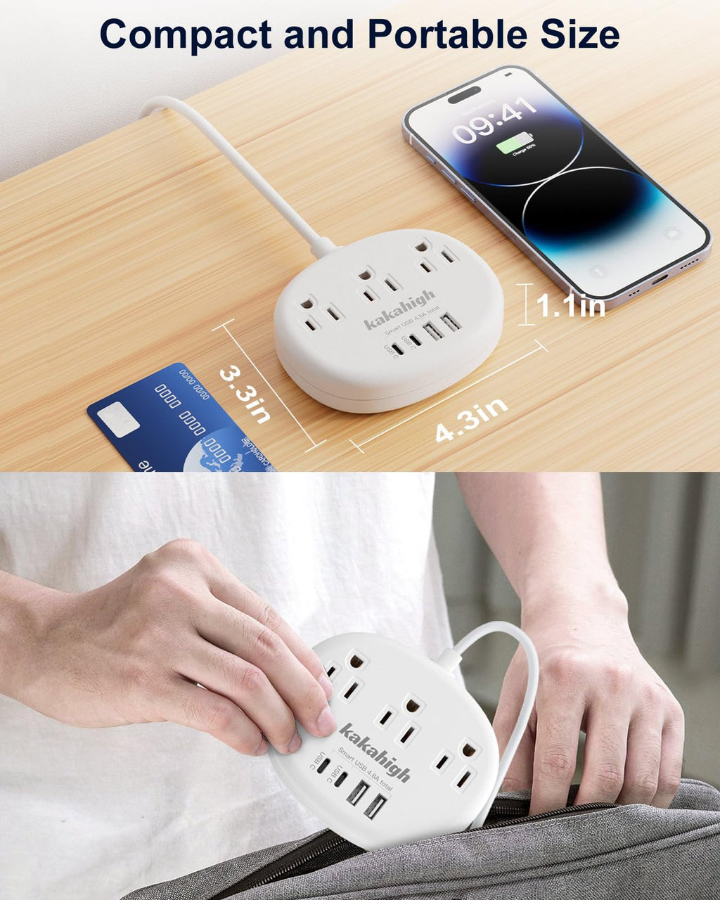 European Travel Plug Adapter with USB C, Multi Country Outlet Adapter with 3 AC Outlets and 4 USB Ports, Type C Plug Adapter for US to Most of Europe Iceland Spain Italy France Germany etc