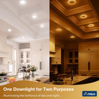 Amico 12 Pack 4 Inch 5CCT LED Recessed Ceiling Light with Night Light, 2700K/3000K/3500K/4000K/5000K Selectable Ultra-Thin Lighting, 10W=90W, 700LM, Dimmable Canless Wafer Downlight - ETL&FCC