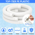 Poolvio 1.5" x 59" Above Ground Pool Hoses, 3-Pack, White- Heavy Duty UV Resistant Leak-Proof Replacement Hoses with 6 Metal Thumb Clamps, Perfectly Fits Intex Filter Pumps & Pool Surface Skimmers