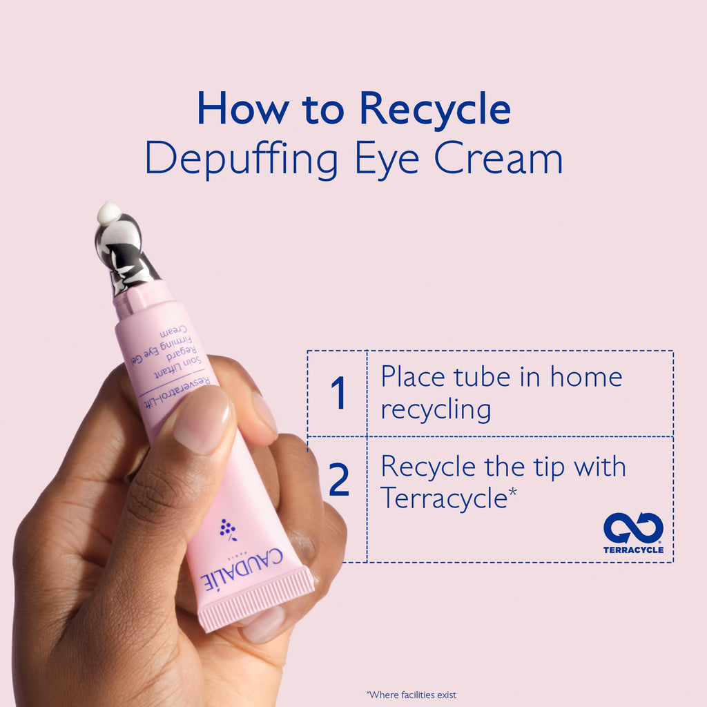 Caudalie Resveratrol-Lift Firming Depuffing Eye Gel Cream with Peptides, Hyaluronic Acid, and Vegan Collagen I - 15 mL