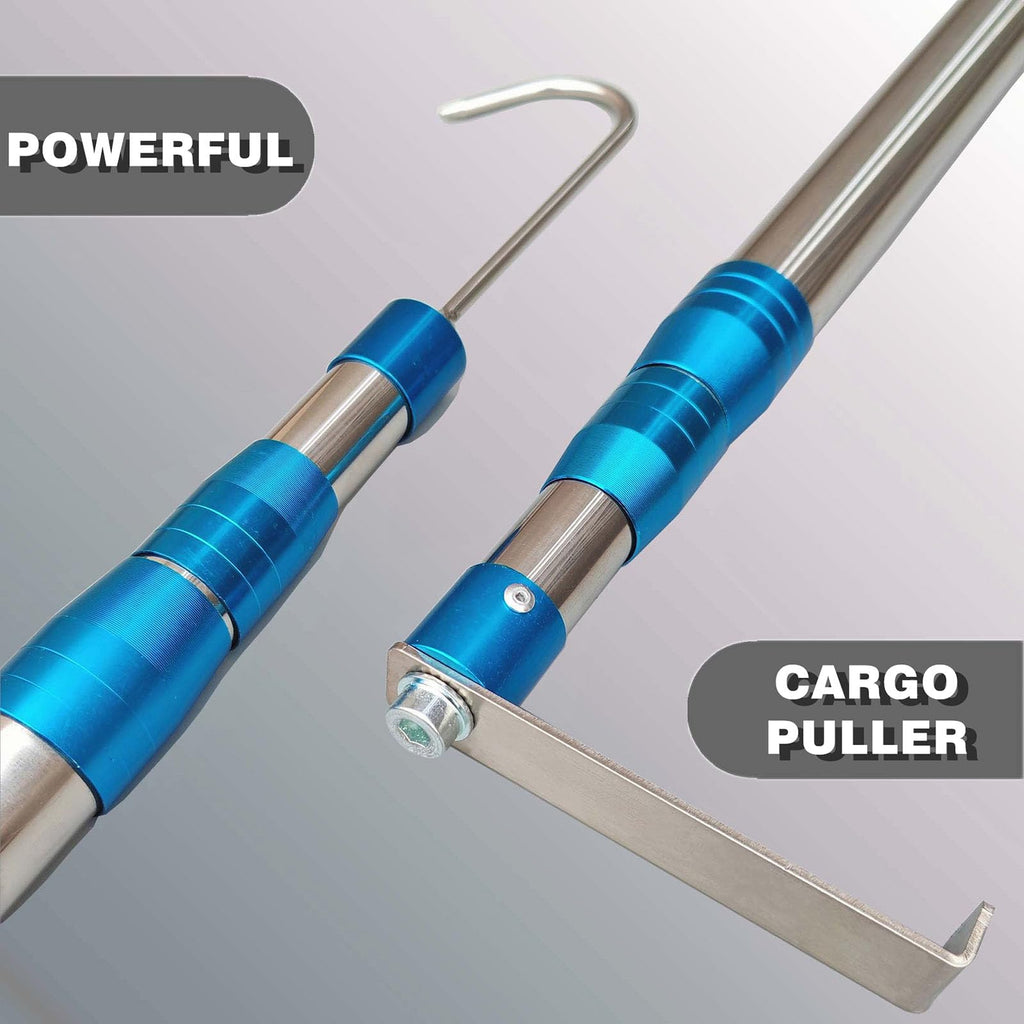 Bytcew Cargo Grabber Reach Retriever Tool, 6.3 Ft Heavy Duty Truck Bed Accessories Telescoping Pull Pole with Hooks, Used for Pickup Truck, SUV, Trailers, RVs (Stainless Steel)