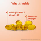 Jarrow Formulas Vitamin D3 125 mcg (5000 IU) - 100 Servings (Softgels) - Bone Health, Immune Support & Calcium Metabolism Support - Vitamin D Supplement - D3 Vitamins - 5000 IU Vitamin D (Pack of 12)